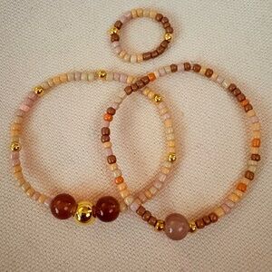 “Mocha Latte” Beaded Bracelet and Ring Set🤎☕️